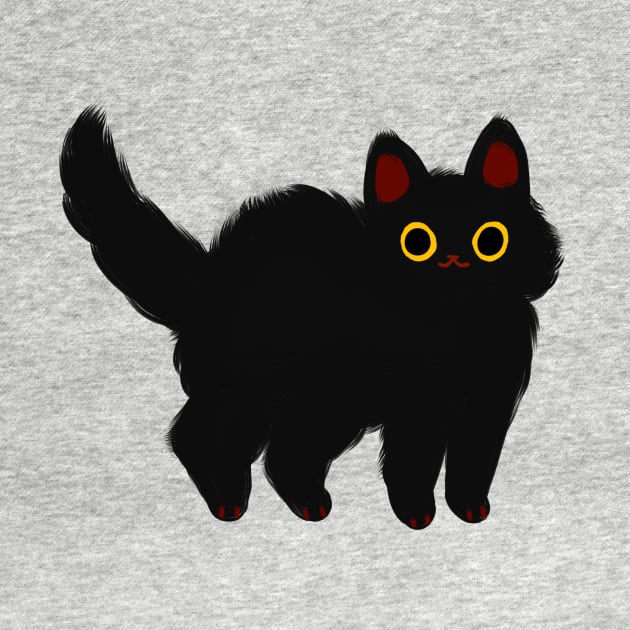 fluffy black cat by nekomachines